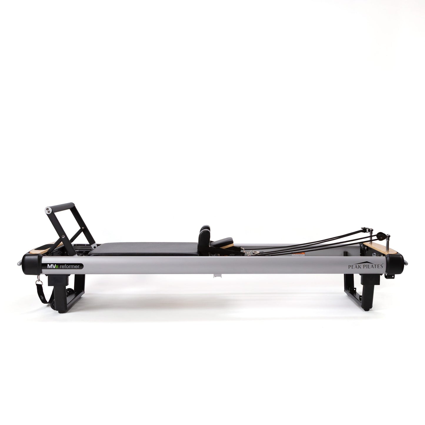 Peak Pilates MVe Reformer with Long/Short Box side view of the frame