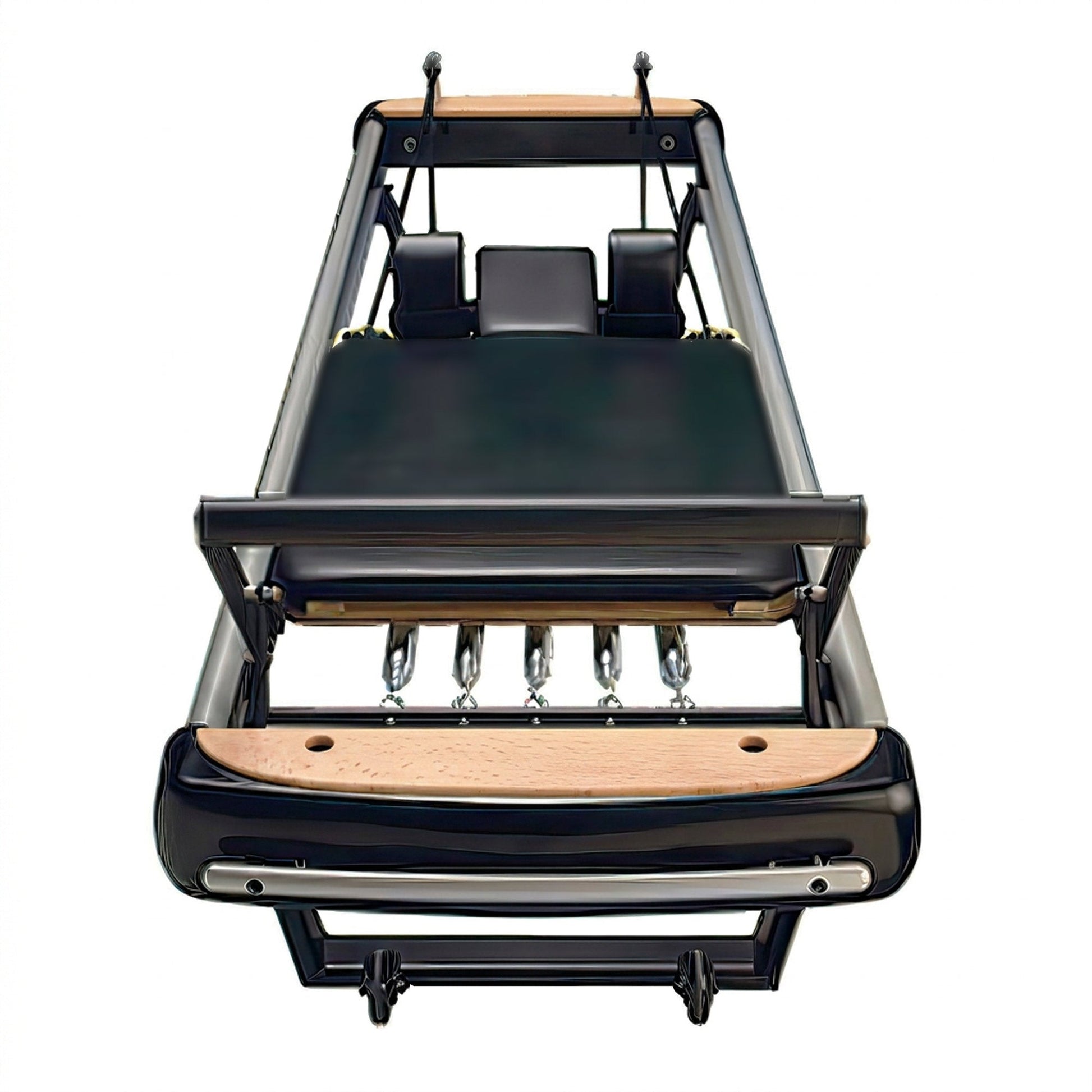 Peak Pilates MVe Reformer with Long/Short Box overhead view of the carriage
